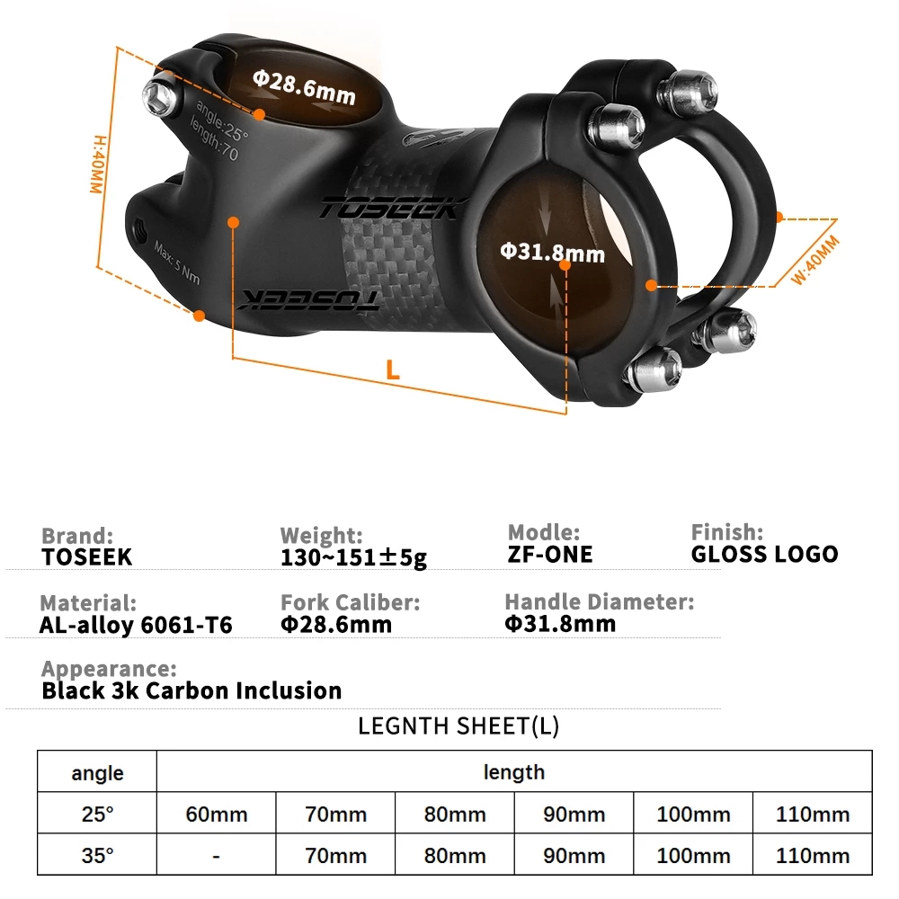 TOSEEK Stem Sepeda 31.8mm, Ste - Handlebar Riser Stem ulasan dan harga